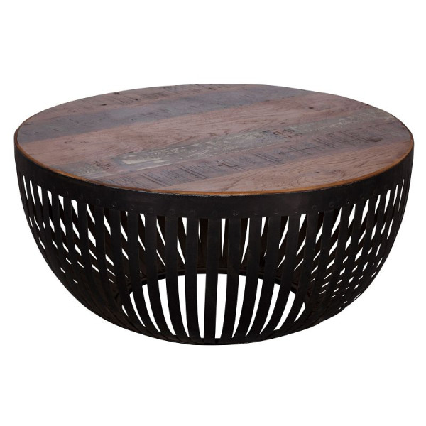 Table basse Wohnling NISHA 70 x 33 x 70 cm bois / métal industriel, WL5.547