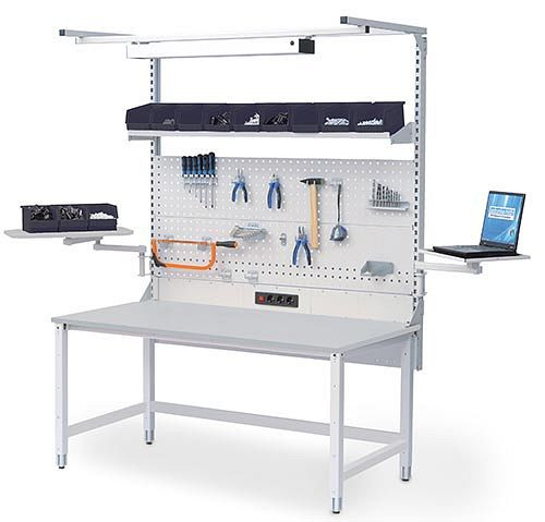 Bedrunka+Hirth table Workergo 4 pieds avec 1 moteur et capacité de charge de 180 kg avec structure multi-parois, dimensions en mm (LxP) : 1500 x 750, E4150E175-04