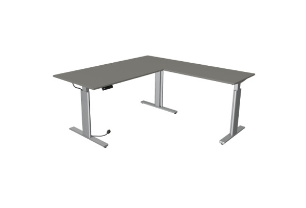 Kerkmann Move 3 table assis/debout argent L 2000 x P 1000 mm avec élément rapporté 1000 x 600 mm, graphite, 10234312