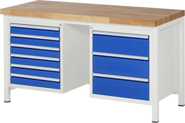 Etabli RAU série 8000 - modèle 8183, L1500 x P700 x H840-1040 mm, base système L1495 x P650 x H800-1000 mm, 03-8183A1-157B4H.11