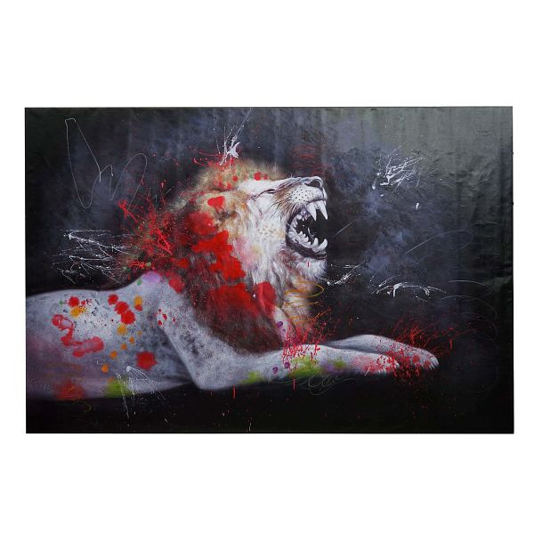 Mendler peinture à l'huile lion HWC-H25, peinture murale sur toile, peinture murale XL peinte à la main, 100x150cm, 72762