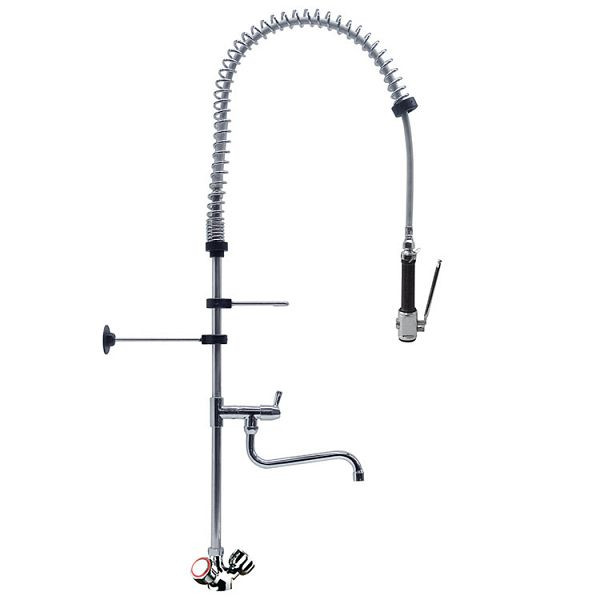 Douchette de prélavage monobloc Gastro-Inox équipée de commandes rotatives et d'une grue pivotante, 1200mm, haute performance, 402.107