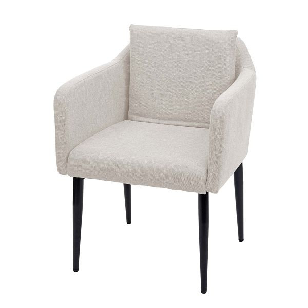 Chaise de salle à manger Mendler HWC-H93, chaise de cuisine, fauteuil, tissu/textile crème-beige, 74733
