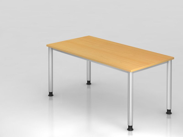 Bureau Hammerbacher 4 pieds rond 160x80cm hêtre/argent, forme rectangulaire, VHS16/6/S