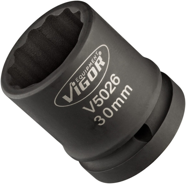 Douille pour clé à chocs VIGOR, carré creux 20 mm (3/4"), profil extérieur double six pans, 30 mm, V5026
