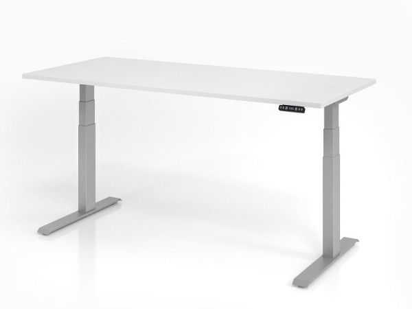 Bureau Hammerbacher XDKB19, 180 x 80 cm, plateau : blanc, épaisseur 25 mm, chant épais en ABS, forme rectangulaire, VXDKB19/W/S