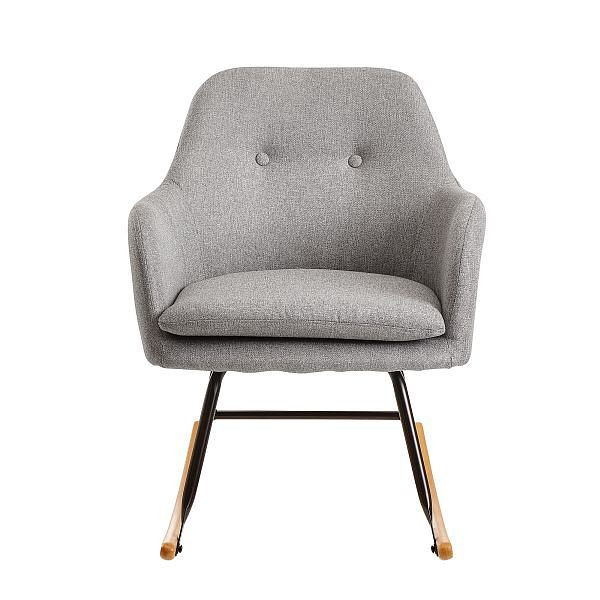 Wohnling rocking chair gris clair 71x76x70cm design Malmo tissu / bois, WL6.205