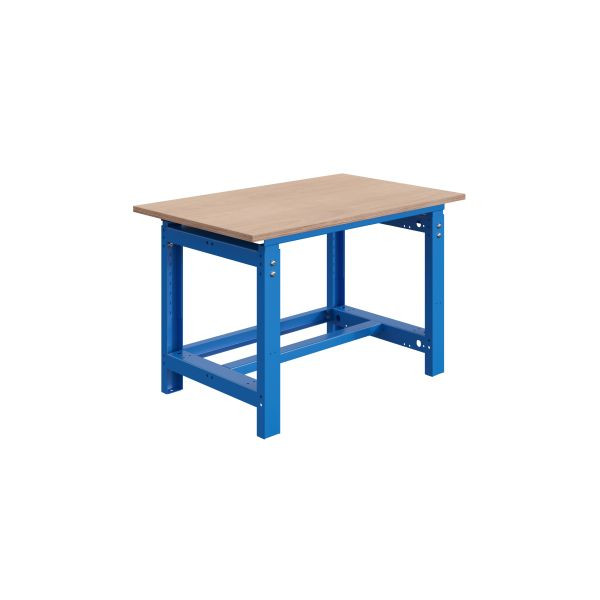 Etabli SOFAME SI, réglable en hauteur mécaniquement, L 1200 x P 750 x H 764 à 1044 mm, plan de travail multiplex 24 mm, bleu ciel RAL 5015, W010010081BI