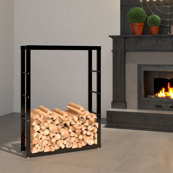 Support à bûches Metra pour intérieur et extérieur, support à bûches en métal extérieur 80x25x100 cm, 10904