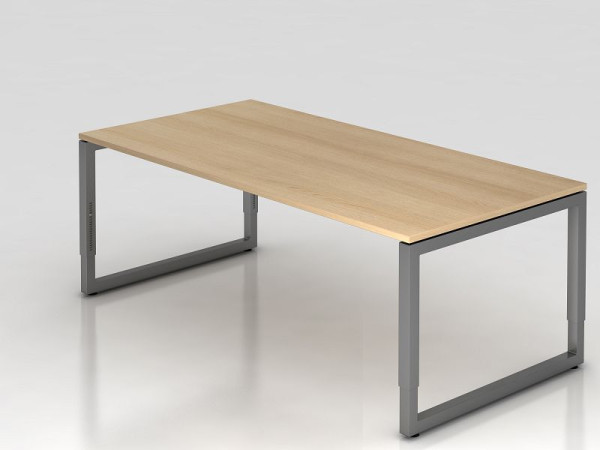 Bureau Hammerbacher O-foot carré 200x100cm chêne/graphite, forme rectangulaire avec plateau flottant, VRS2E/E/G