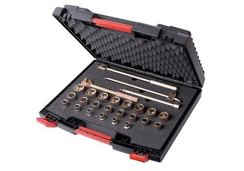 Coffret cliquet DENIOS 1/2", 12 pièces, 10 - 24 mm, bronze spécial, anti-étincelles, 264-962