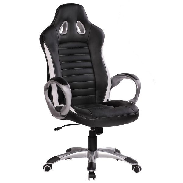 Amstyle chaise de bureau Racer aspect cuir noir, SPM1.211