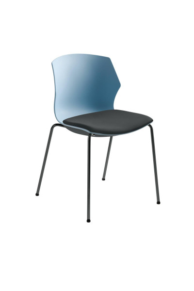 Chaise empilable Mayer Sitzmöbel , structure à 4 pieds anthracite, coque en plastique de haute qualité gris-bleu, hauteur d'assise 48 cm, 2511_17_03_26397