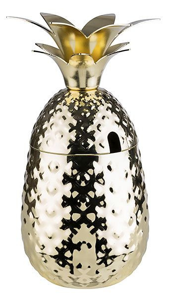 Tasse APS -ANANAS-, Ø 9 cm, hauteur : 19 cm, acier inoxydable, aspect doré, dimensions partie inférieure : Ø 9 cm, hauteur : 10,5 cm, 0,5 litre, 93335