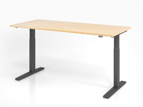 Bureau Hammerbacher XMKA19, 180 x 80 cm, plateau : érable, épaisseur 25 mm, chant épais en ABS, forme rectangulaire, graphite, VXMKA19/3/G