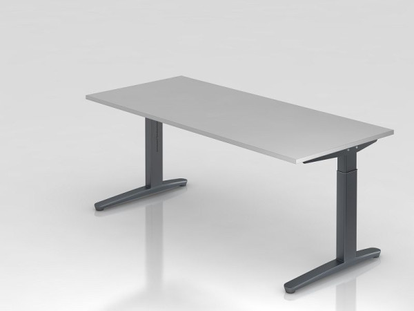 Bureau Hammerbacher pied C 180x80cm gris/graphite, forme rectangulaire, VXB19/5/GG