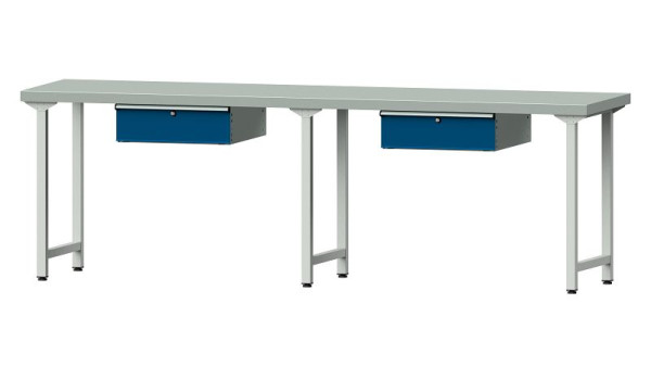 Bancs de travail ANKE table de travail, modèle 93, 2800 x 700 x 900 mm, RAL 7035/5010, ZBP 50 mm, 400.431