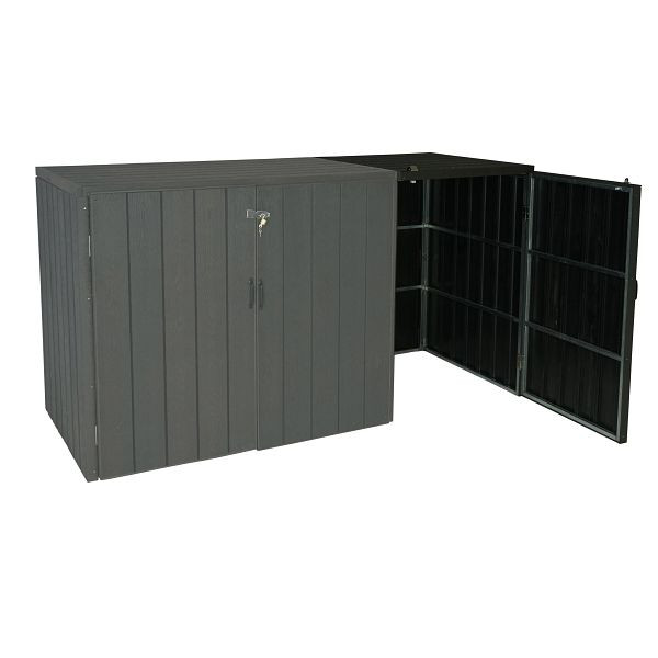 Extension de revêtement de poubelle Mendler 1er WPC HWC-J28, poubelle premium, aspect bois métal, anthracite, 76022 + 76023