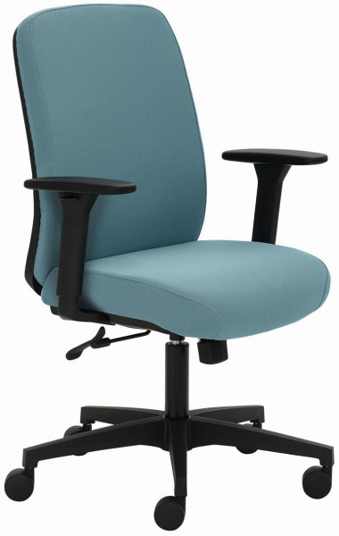 Mayer Sitzmöbel chaise pivotante, dossier bas, assise et dossier rembourrés, accoudoirs 3D noir, turquoise, 2219_AV3D_30616
