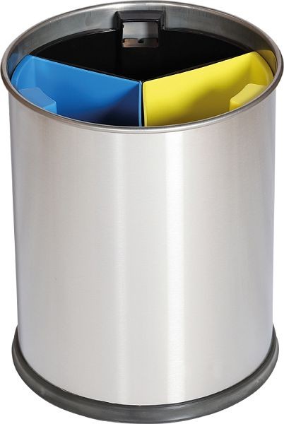 Corbeilles de tri Orgavente 13 litres en acier inoxydable, 3 litres, HxØ 300x255 mm, seaux en acier inoxydable Matter, seaux intérieurs colorés, WB-1251-SSSTL
