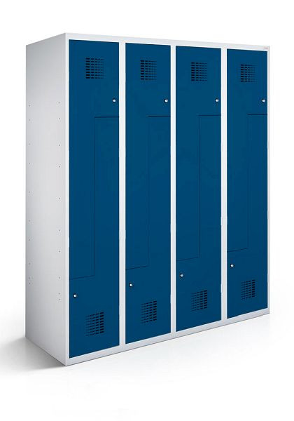KEMMLIT Casier Z avec 4 compartiments et 8 portes 40cm avec fond fermé, bleu gentiane 5010, loquet rotatif, 100224