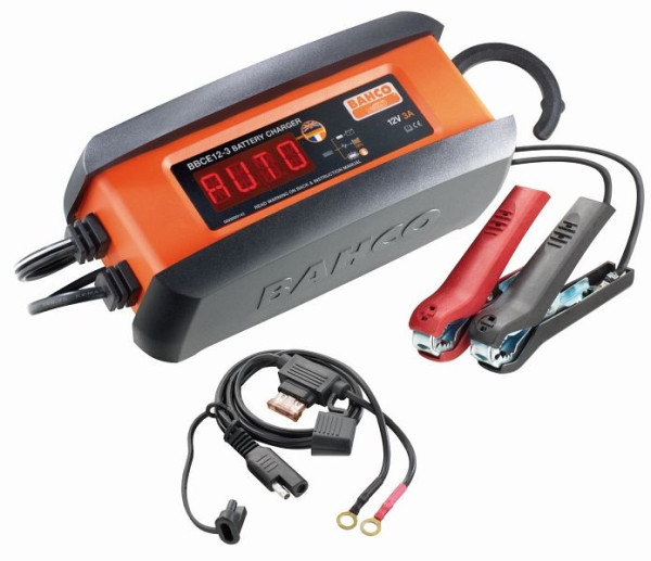 Chargeur et conditionneur de batterie à microprocesseur entièrement automatique Bahco 3 A, 8 étapes pour batteries 12 V (6-58 Ah), BBCE12-3