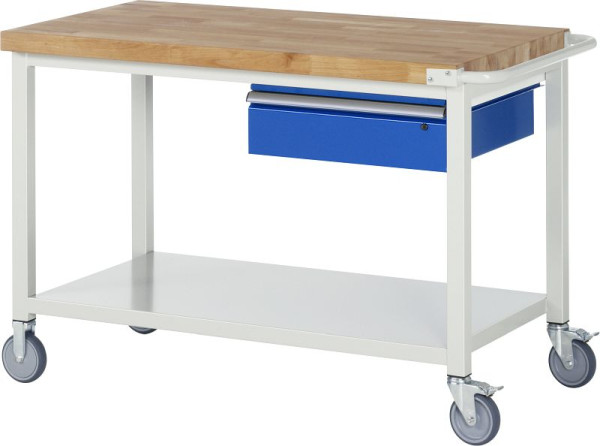 Etabli mobile RAU série 8000, 1 x tiroir, étagère en tôle d'acier, 1250x880x700 mm, 05-8001A6-127B4S.11