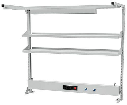 Structure multi-parois Bedrunka+Hirth largeur 1500 avec cadre supérieur, 1x canal d'énergie, 2x étagères dimensions en mm (LxH) : 1500 x 1250, 03.900.15.23