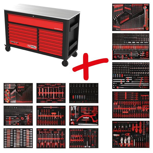 KS Tools PERFORMANCEplus set de dessertes d'atelier P45, avec 950 outils et 13 tiroirs, 845.14950