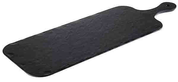 Plateau APS -SLATE ROCK-, 48 x 20 cm, hauteur : 1,5 cm, mélamine, noir, aspect ardoise, surface texturée, poignée : 13 cm, 84259