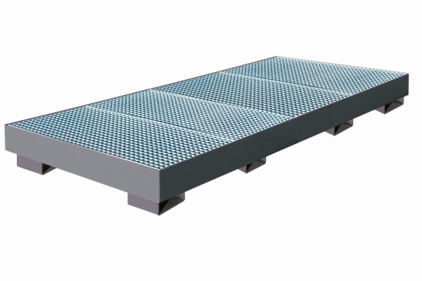 Bac d'égouttage industriel Eichinger à parois droites, avec grille 8 x fûts, gris anthracite, 30120900000096
