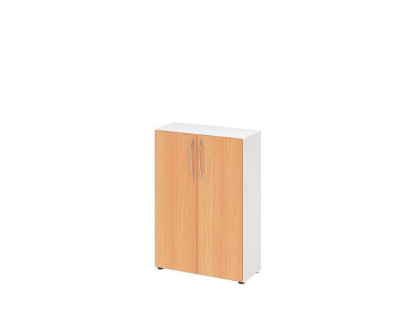 Armoire Hammerbacher 4550 BM, 3 OH, couleur du corps : blanc / couleur de la façade : hêtre, 80 x 34,6 x 114,4 cm (LxPxH), poignée courbée BM, V4550/W/6/BM