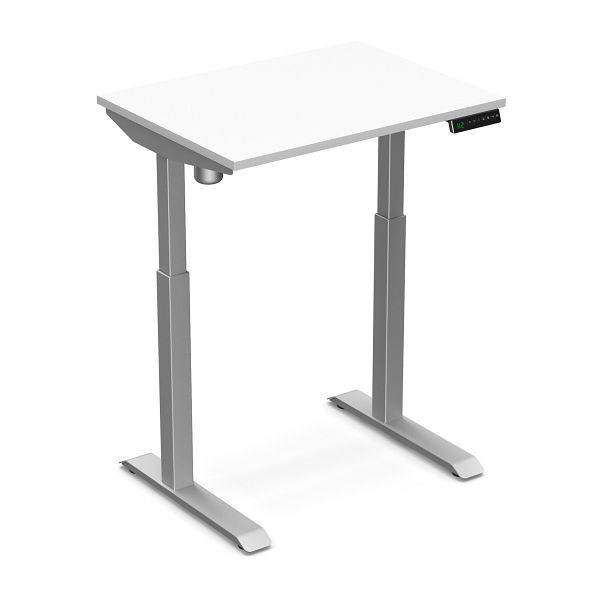 Bureau assis-debout Worktrainer StudyDesk (argent / blanc 80 x 60 cm), StD-xs-slv-white