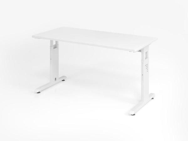 Bureau Hammerbacher OS614, 140 x 67 cm, plateau : blanc, épaisseur 25 mm, chant ABS 2 mm, forme rectangulaire, blanc, VOS614/W/W