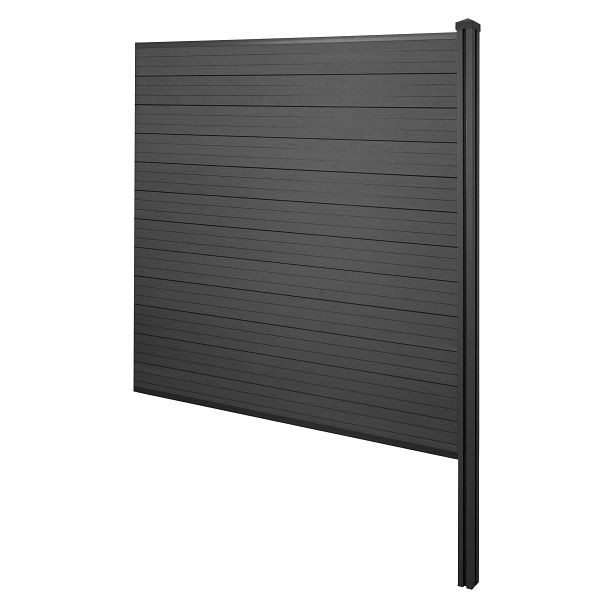 Mendler Brise-vue WPC Sarthe, clôture pare-vent, poteau WPC à bétonner, élément d'extension, 188cm anthracite, 76248+3x76233+76236+76257