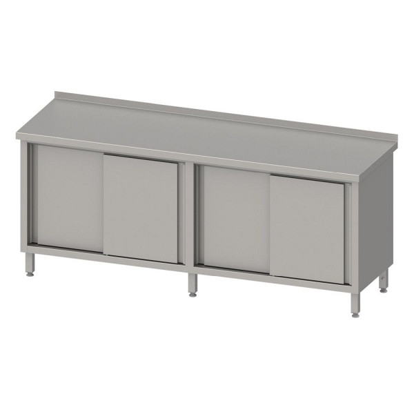Armoire de travail Stalgast avec portes coulissantes 2000x700x850mm, avec dosseret, soudée, VAS20702A