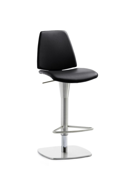 Mayer Sitzmöbel , structure en chrome brossé, aspect acier inoxydable, assise/dossier rembourrés, noir, modèle déposé, 1274_04_81007