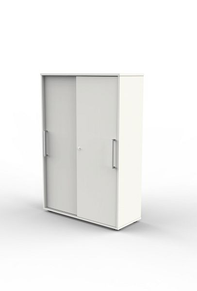 Armoire à portes coulissantes Kerkmann, 4 OH, forme 4, L 1000 x P 400 x H 1470 mm, blanc, 13449210
