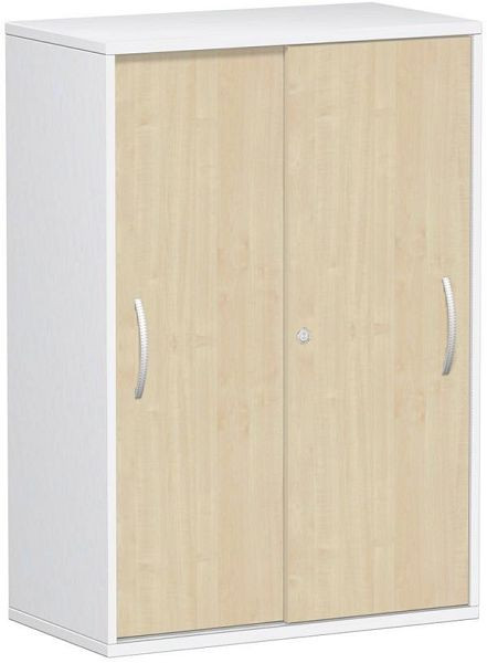 geramöbel panneau supérieur d'armoire à portes coulissantes 25 mm, avec pieds, verrouillable, 800x425x1182, érable/blanc, S-383502-AW