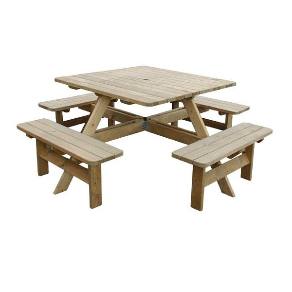 Table de pique-nique carrée en bois Rowlinson, CG096