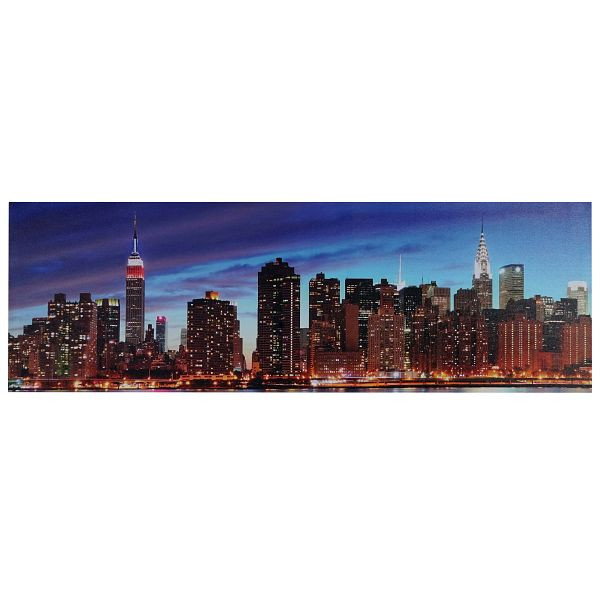 Mendler Image LED, image sur toile, image illuminée, murale, minuterie, 120x40cm New York, scintillant, 36623