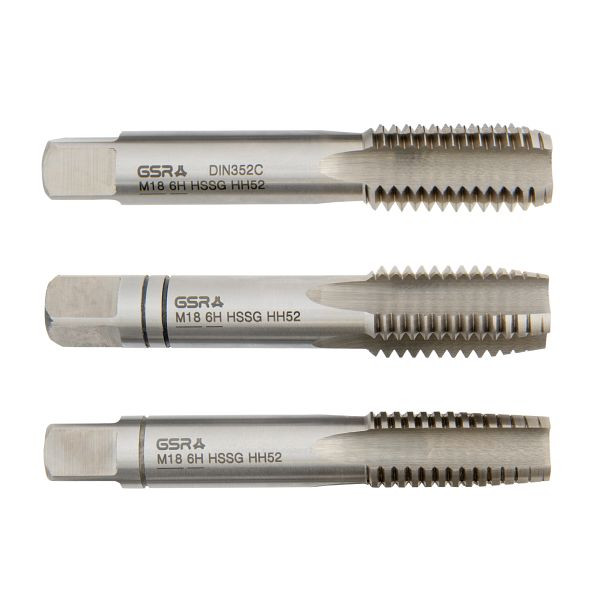 GSR jeu de tarauds à main filetage métrique DIN 2184-2 (DIN 352) droite HSS-G M 18, 00105280