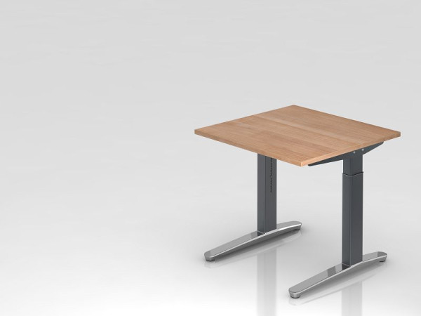 Bureau Hammerbacher pied C 80x80cm noyer/graphite (poli), forme rectangulaire, VXB08/N/GC