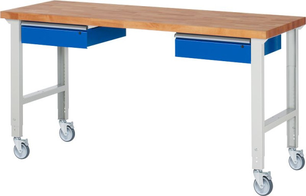 Etabli mobile RAU (réglable en hauteur) 7002A1, 2000x700x950-1000mm, 4 roulettes pivotantes, 05-7002A1-207B4H4.11