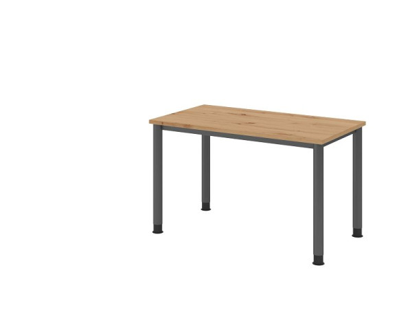 Bureau Hammerbacher HS612, 120 x 67 cm, plateau : chêne noueux, épaisseur 25 mm, structure 4 pieds en graphite, hauteur de travail 68,5-81 cm, VHS612/R/G