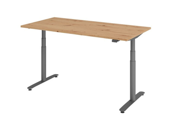 Bureau assis-debout électrique Hammerbacher 160x80cm chêne noueux/graphite, VXDLR16/R/G