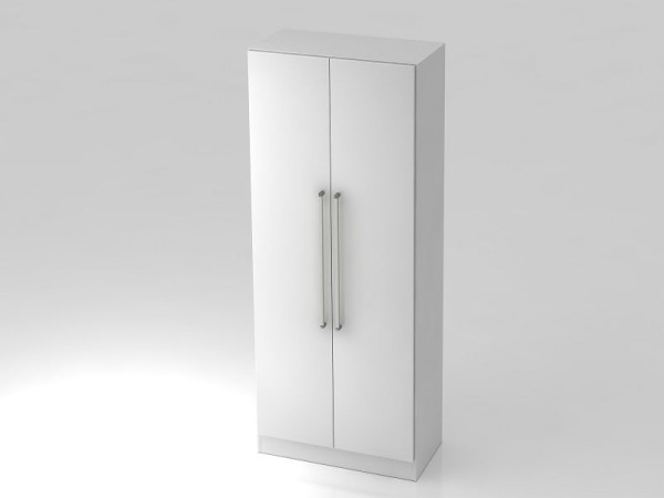 Armoire Hammerbacher 5OH avec panneau de base poignée chromée blanc/blanc, 80x42x200,4 cm (LxPxH), V7100/W/W/CE