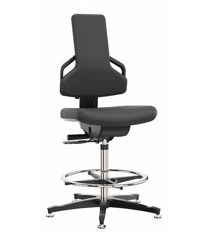 Chaise de travail Dauphin Premium simili cuir, patins, repose-pieds, 266911