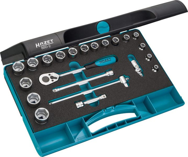 Jeu de clés à douille Hazet, carré creux 10 mm (3/8 pouce), profil de traction à six pans creux, nombre d'outils : 22, 880-2
