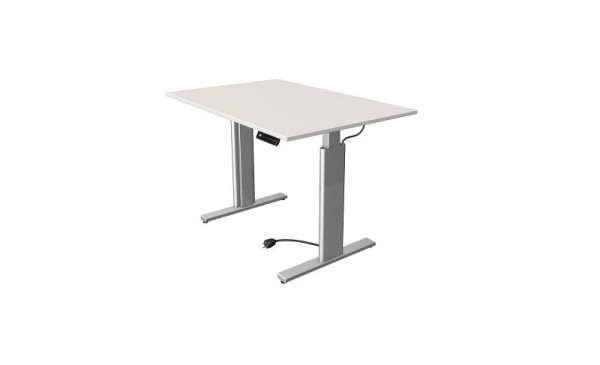Kerkmann Move 3 table assis/debout argent, L 1200 x P 800 mm, réglable en hauteur électriquement de 720 à 1200 mm, blanc, 10231510